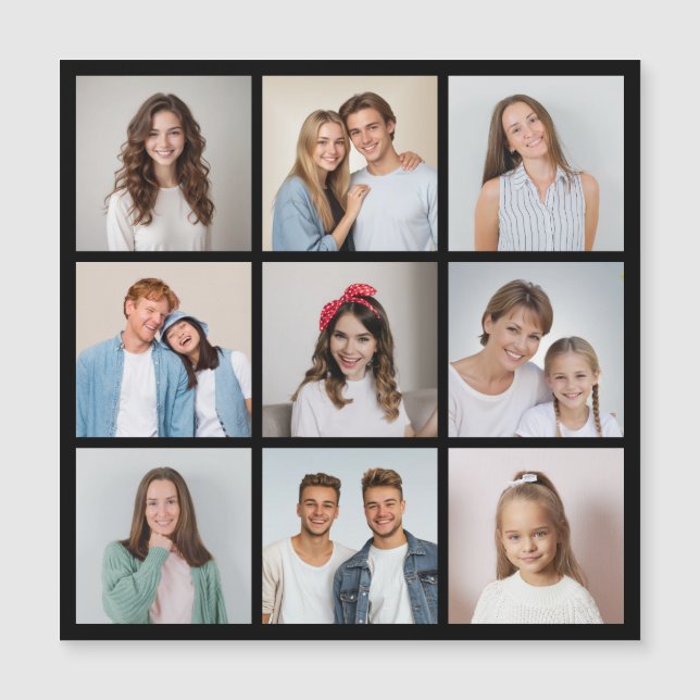 Create Your Own 9 Photo Collage Magnetic Card (Front)