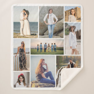 Create Your Own 9 Photo Collage Sherpa Blanket