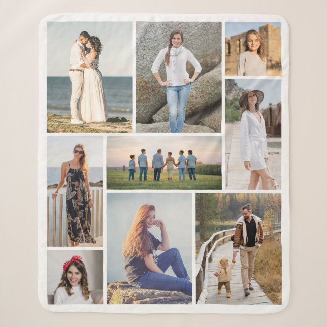 Create Your Own 9 Photo Collage Sherpa Blanket (Front)