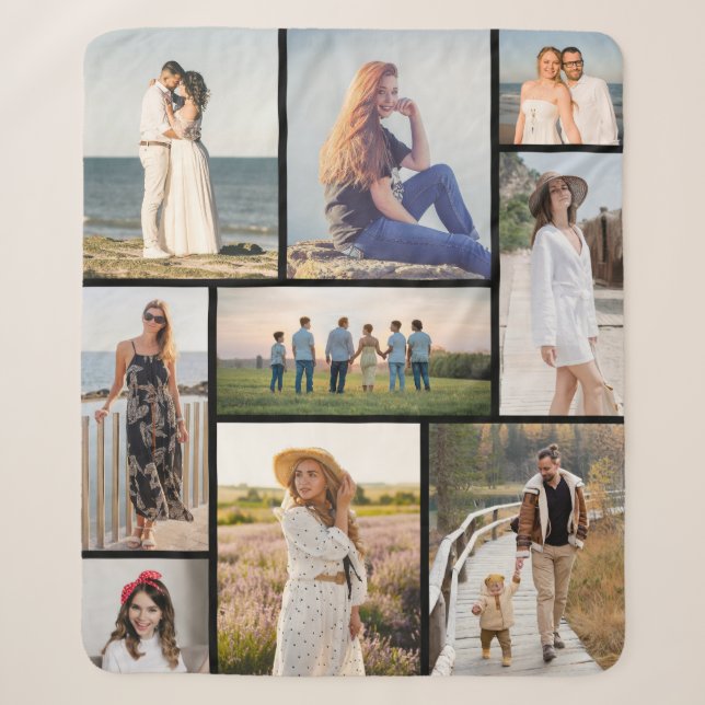 Create Your Own 9 Photo Collage Sherpa Blanket (Front)