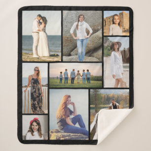 Create Your Own 9 Photo Collage Sherpa Blanket