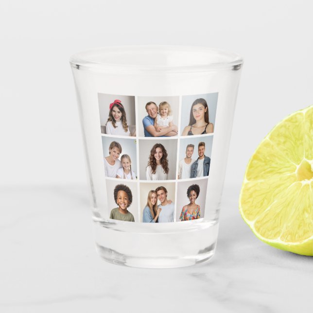 Create Your Own 9 Photo Collage Shot Glass (Front)