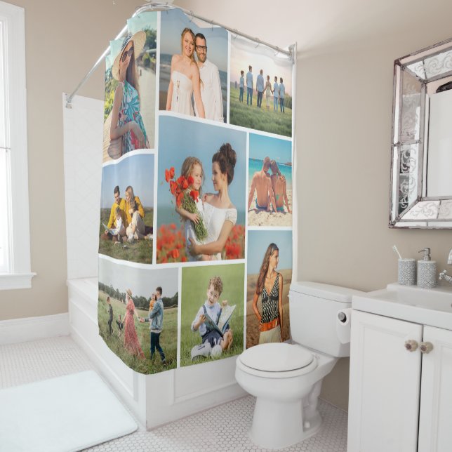 Create Your Own 9 Photo Collage Shower Curtain (In Situ)