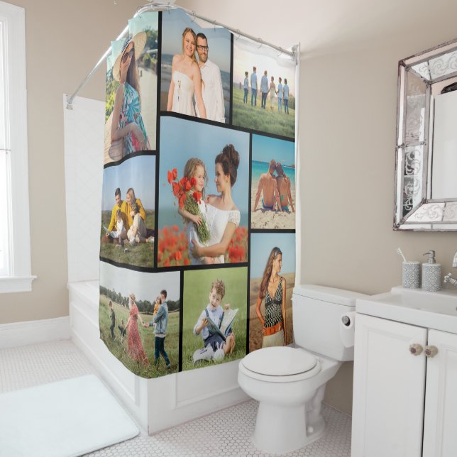 Create Your Own 9 Photo Collage Shower Curtain (In Situ)