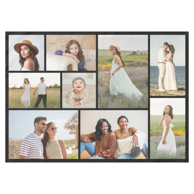 Create Your Own 9 Photo Collage Tablecloth (Front (Horizontal))