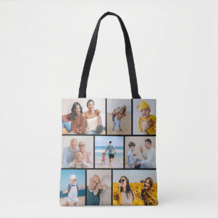 Create Your Own 9 Photo Collage Tote Bag
