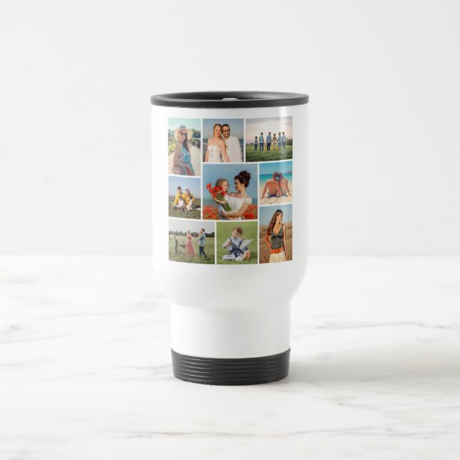 Create Your Own 9 Photo Collage Travel Mug (Center)