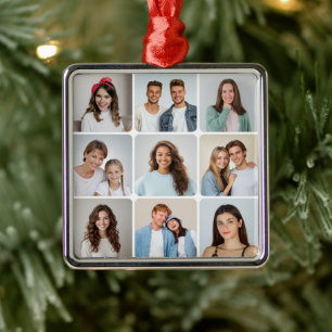 Create Your Own 9 Rounded Corners Photo Collage Metal Tree Decoration
