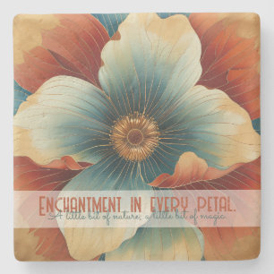 Create Your Own Abstract Golden Blue Yellow Flower Stone Coaster