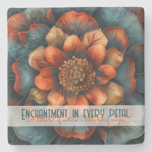 Create Your Own Abstract Terracotta Blue Flower Stone Coaster