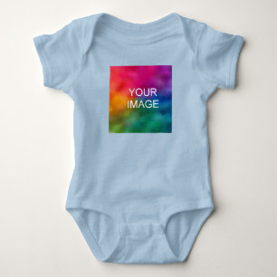 Create Your Own Add Text Upload Photo Light Blue Baby Bodysuit