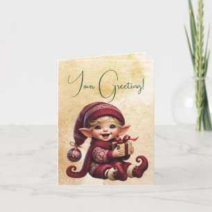 Create Your Own Adorable Vintage Christmas Gnome Holiday Card