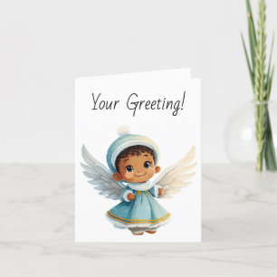Create Your Own African American Angel Christmas Holiday Card