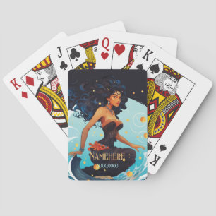 Create Your Own African American Queen Aquarius Playing Cards
