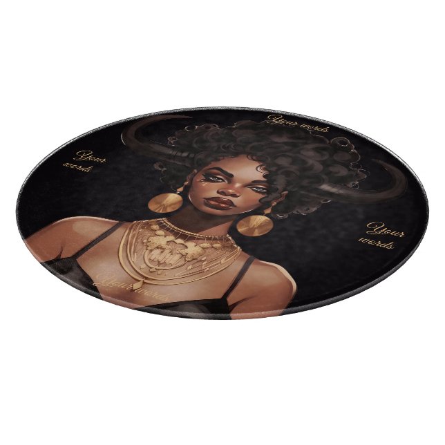 Create Your Own African American Queen Taurus Cutting Board (Corner)