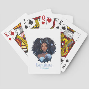 Create Your Own African American Woman Aquarius Playing Cards