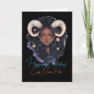 Create Your Own African American Woman Capricorn Holiday Card