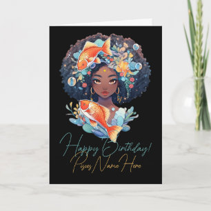 Create Your Own African American Woman Pisces Holiday Card