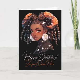 Create Your Own African American Woman Scorpio Holiday Card