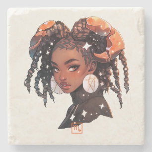 Create Your Own African American Woman Scorpio Stone Coaster