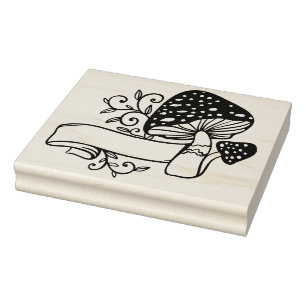 Create Your Own Agaric Mushrooms Toadstool Banner Rubber Stamp