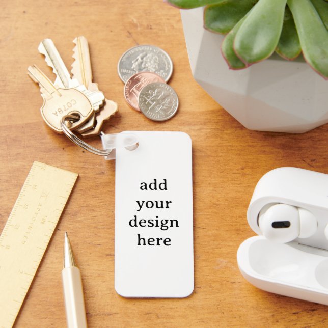 Create Your Own Aluminium Rectangle 1.25" x 3" Key Ring (Desk)