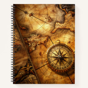 Create Your Own Amber Compass Rose Travel Map Notebook