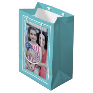 Create your own aqua blue Christmas holiday photo Medium Gift Bag