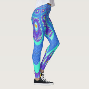 Create your own aqua turquoise coral teal and cyan leggings