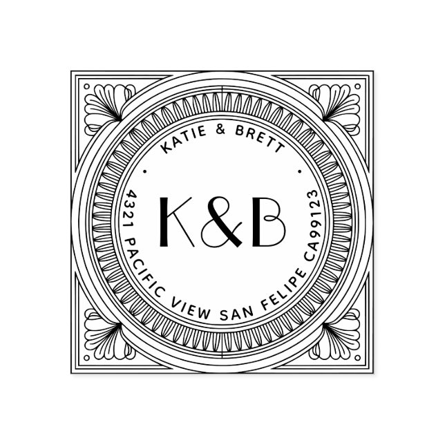 Create Your Own Art Deco Wooden Address Rubber Stamp (Imprint)