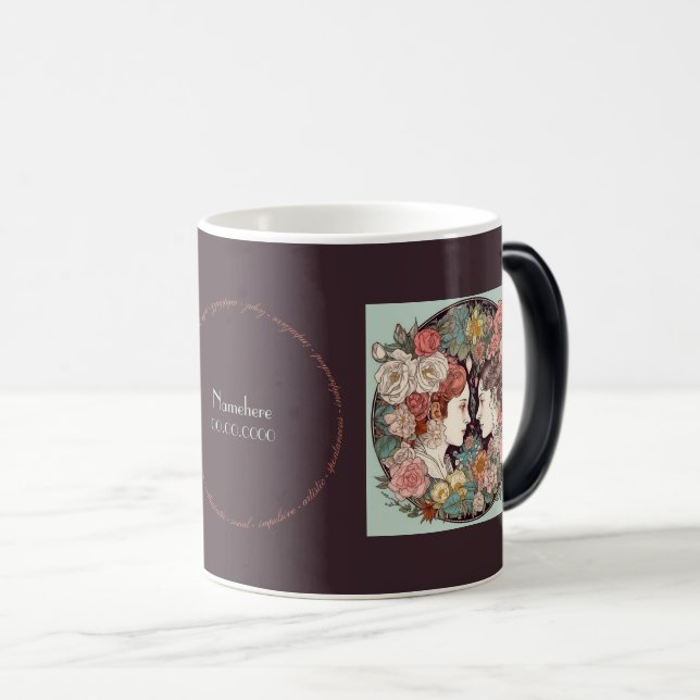Create Your Own Art Nouveau Gemini Zodiac Magic Mug (Front Right)