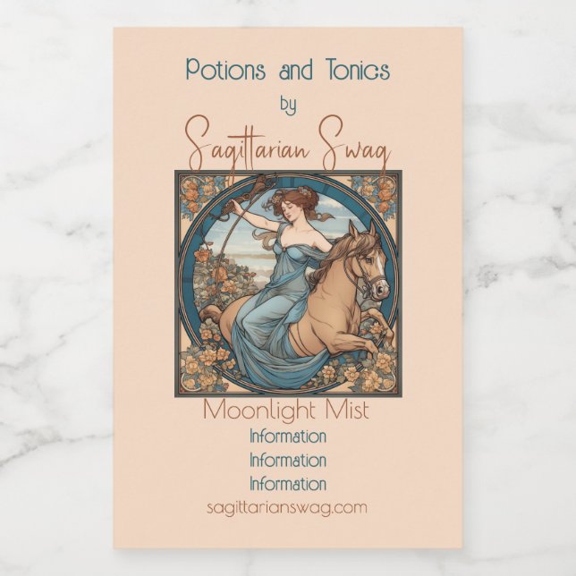 Create Your Own Art Nouveau Sagittarius Wine Label (Single Label)