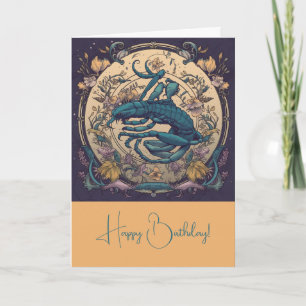 Create Your Own Art Nouveau Scorpio Zodiac Holiday Card