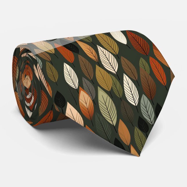 Create Your Own Autumn Leaves Green Tie (Rolled)