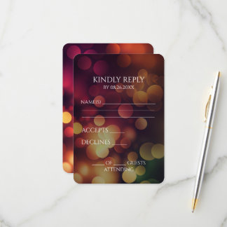 Create Your Own Autumn Red Bokeh RSVP Card