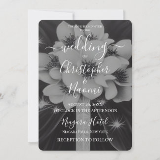 Create Your Own B&W Retro Flower Bridal Bouquet Invitation