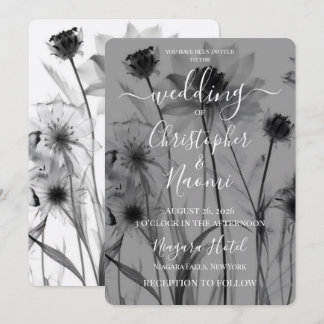 Create Your Own B&W X-Ray Flowers Wedding Invitation
