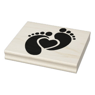 Create Your Own Baby Foot Prints Heart Love Rubber Stamp