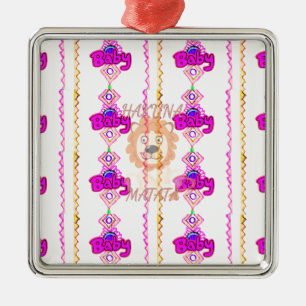 Create Your Own Baby Fun Lion Cub Text Design Metal Tree Decoration
