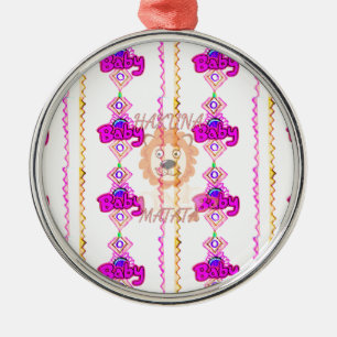 Create Your Own Baby Fun Lion Cub Text Design Metal Tree Decoration