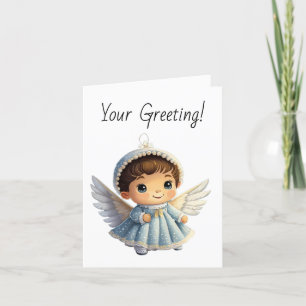 Create Your Own Baby Girl Angel Christmas Holiday Card