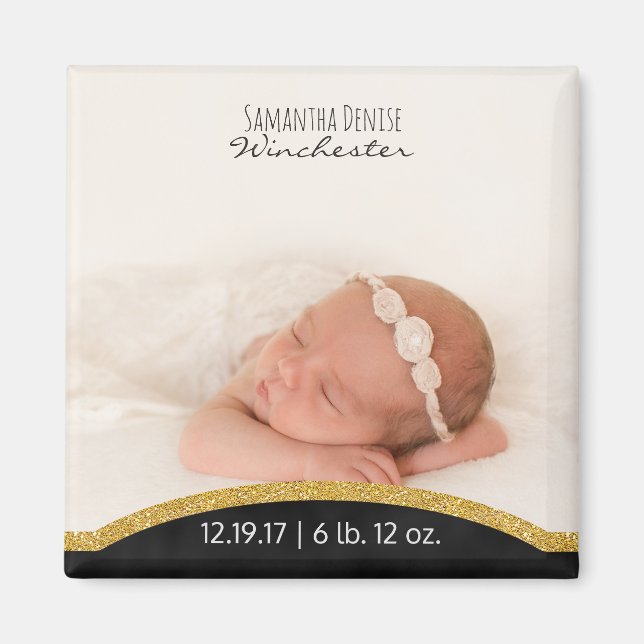 Create Your Own | Baby Photo Birth Announcement Magnet (Front)