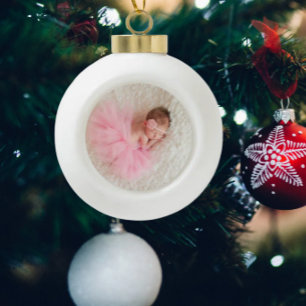 Create Your Own Baby Photo Custom Pic DIY Ceramic Ball Christmas Ornament