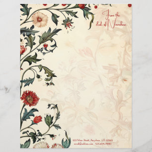 Create Your Own Baroque Red Yellow Flowers Floral Custom Letterhead