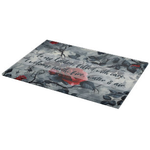 Create Your Own Bats Blood Red Roses Gothic Grey Cutting Board