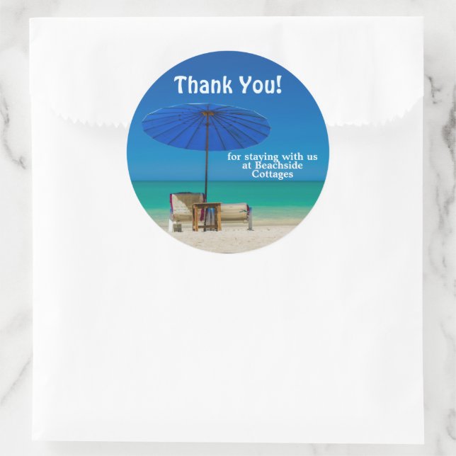 Create Your Own Beach Vacation Rental Thank You Classic Round Sticker (Bag)