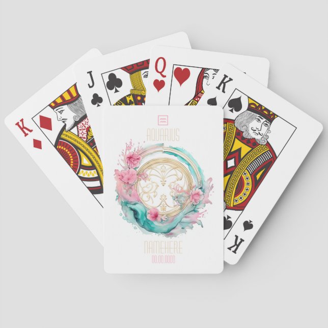 Create Your Own Beautiful Aquarius Zodiac Playing Cards (Back)