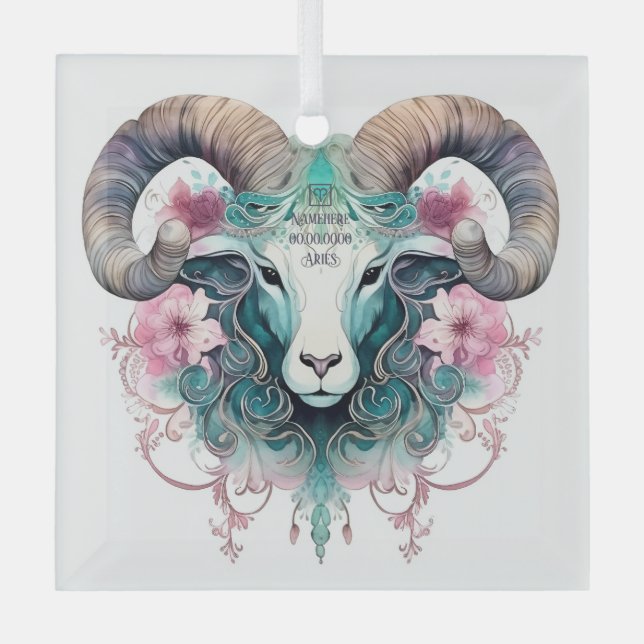 Create Your Own Beautiful Aries Zodiac Glass Tree Decoration (Front)