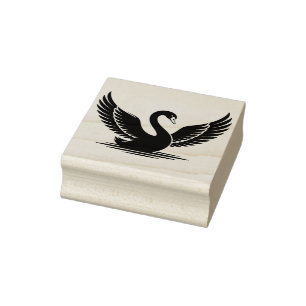 Create Your Own Beautiful Black Swan Pond Rubber Stamp