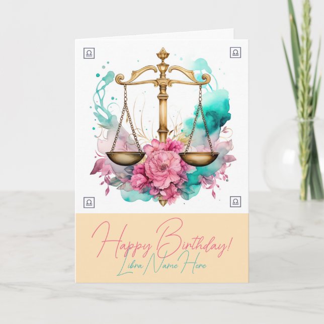 Create Your Own Beautiful Libra Zodiac Holiday Card (Front)
